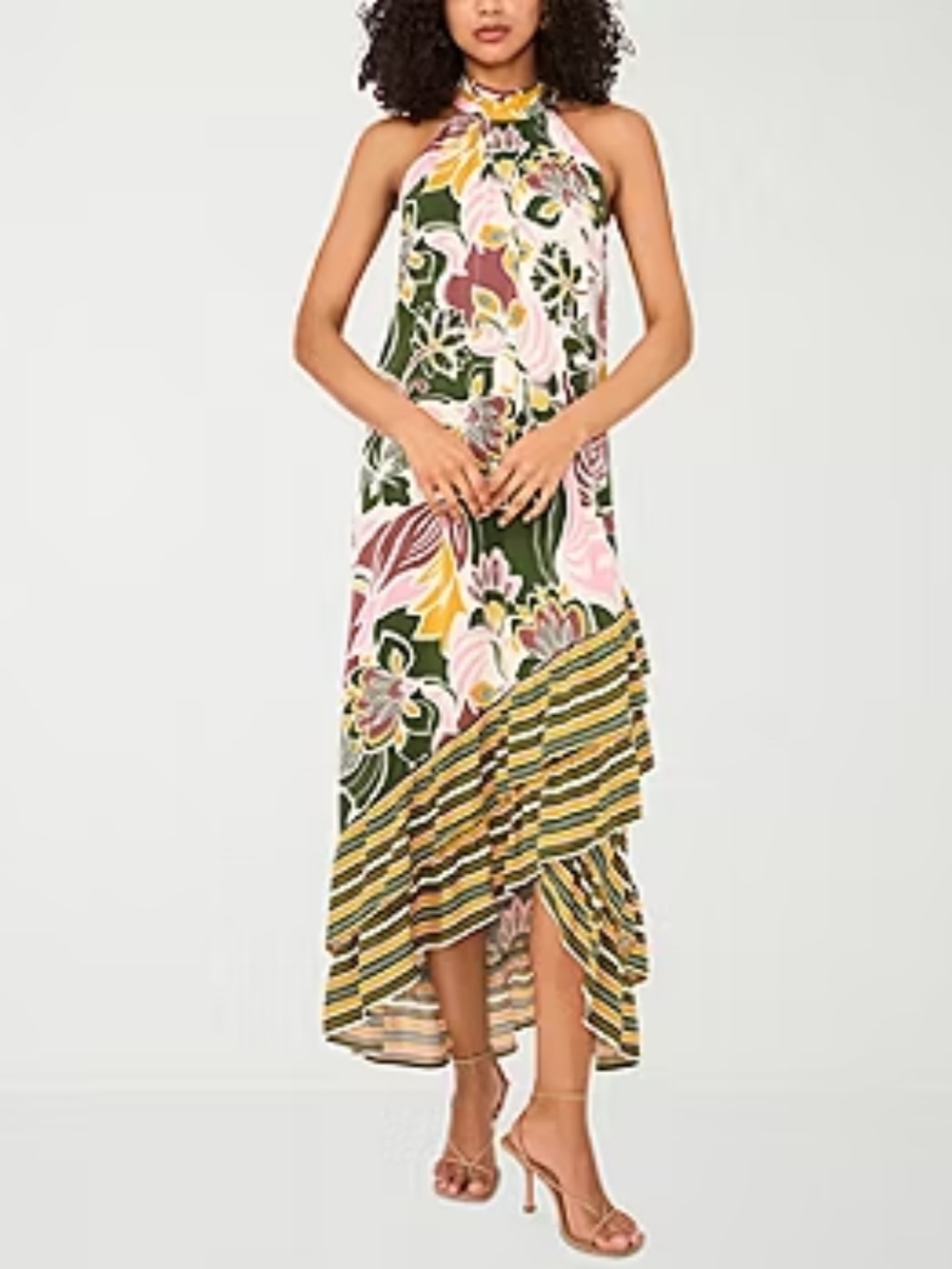 Sam & Jess Floral Maxi Dress High Low Halter XL Petite